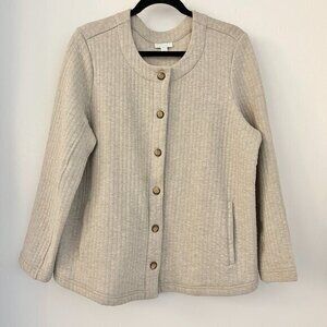 J. Jill Pure Jill Oatmeal Quilted Button Down Shacket Size XL